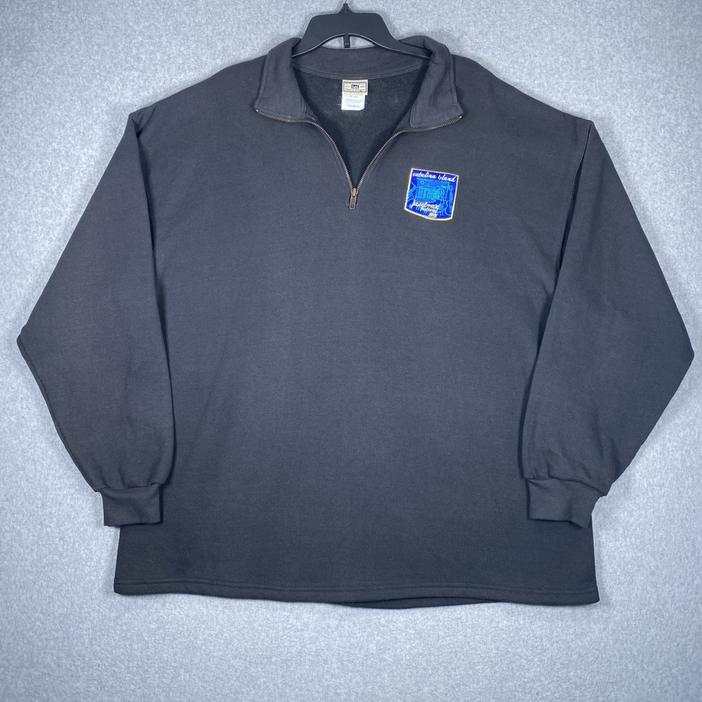 Lee Quarter Zip Sweatshirt Mens 2XL Black Catalina Island Jazztrax Festival 2005